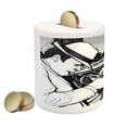 thumbnail image 2 of Music Piggy Bank, Illustration of Jazz Band Playing the Blues in New York in Moonlight Retro Design, Ceramic Coin Bank Money Box for Cash Saving, 3.6" X 3.2", Black White, by Ambesonne, 2 of 4