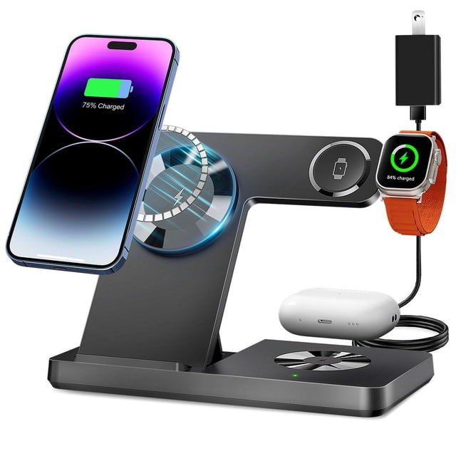 Estación de carga ROVXEMES Magnetic 3 en 1 para iPhone y Apple Watch