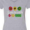 thumbnail image 4 of Inktastic Juneteenth 6-19-1865 with Flowers Women's V-Neck T-Shirt, 4 of 5