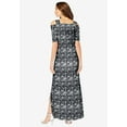 thumbnail image 3 of Roaman's Women's Plus Size Petite Ultrasmooth Fabric Cold-Shoulder Maxi Dress, 3 of 6