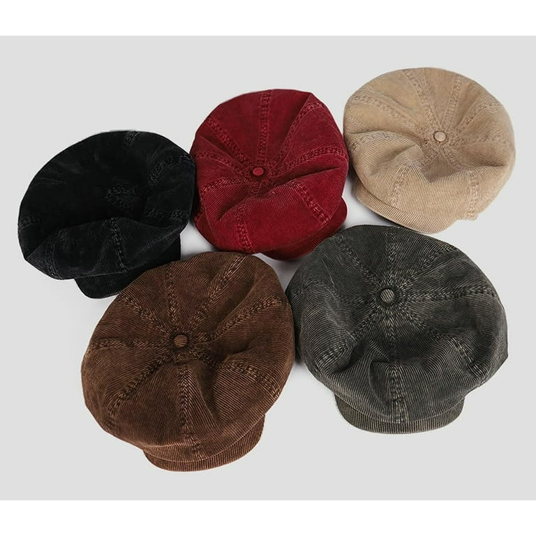 Kukuzhu Corduroy Newsboy Cap for Women Vintage Unisex