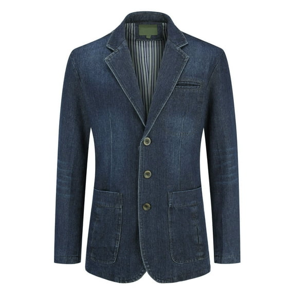 Cloudstyle Men's Multi-Pocket Denim Casual Blazer