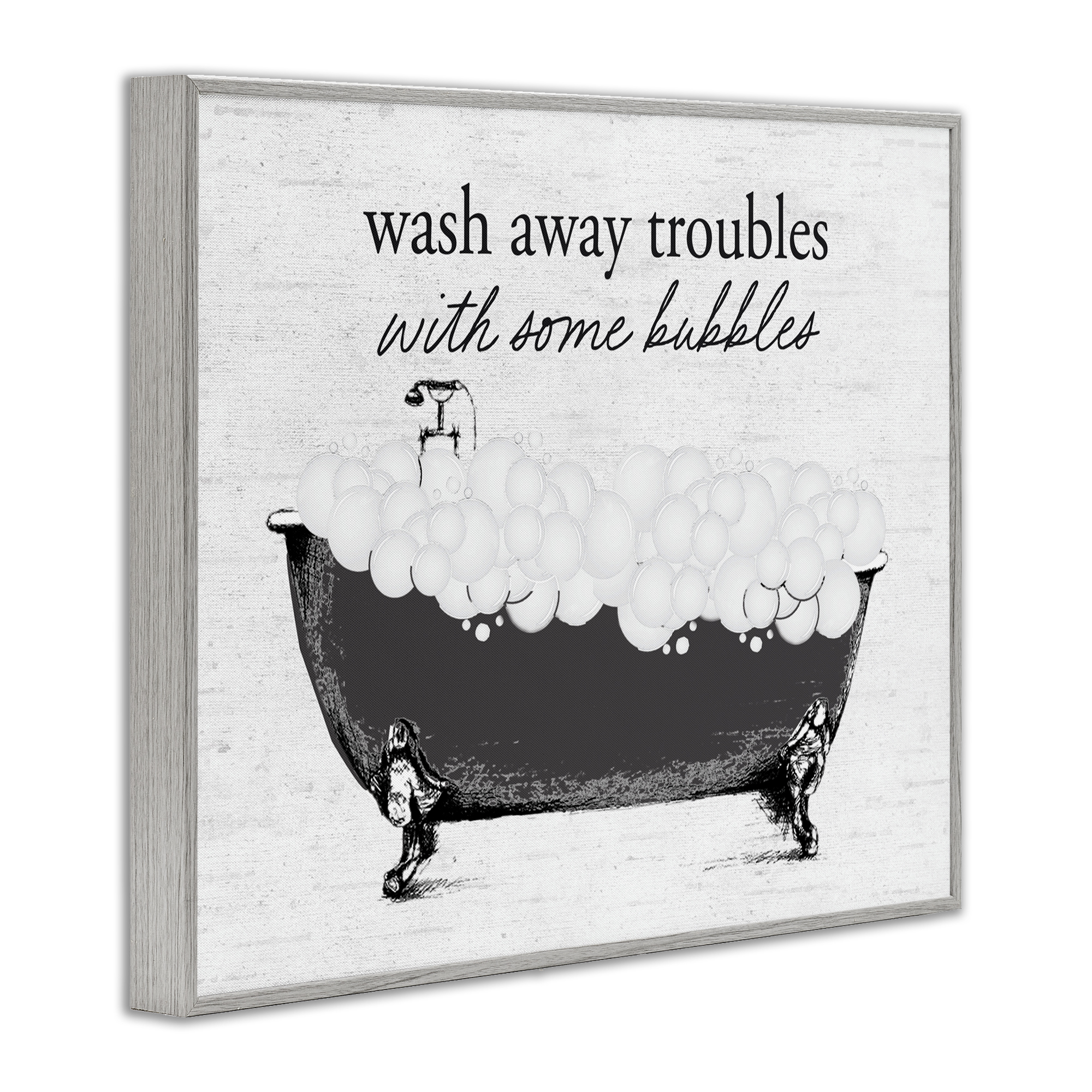 Uplifting Bubble Bath Rhyme Gray Framed Giclee Art, design by Lettered and Lined