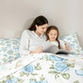 thumbnail image 5 of Manfei Blue Cartoon Princess Ribbon Bedding Comforter Set 7pcs for Kids, Romantic Rose Queen Bedding Sets, Farmhouse Flower Floral Reversible Queen Sheet Sets, Luxury Bedroom Decor, 5 of 8
