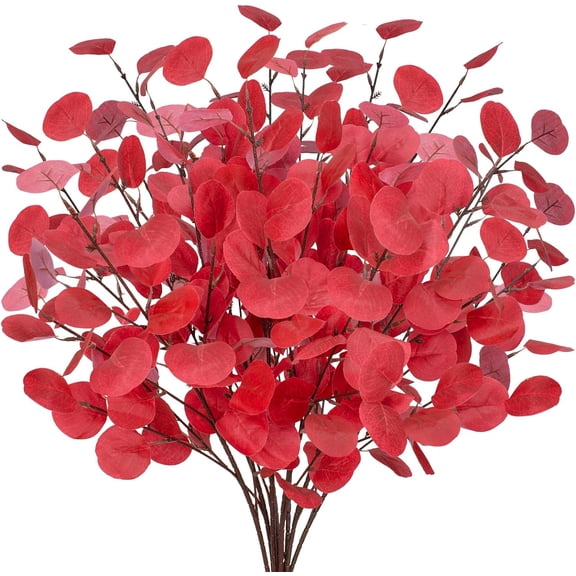 8 Pcs Fall Artificial Eucalyptus Leaves Stems Fake Autumn Decorations Silk Plant Eucalyptus Branches for Home Fireplace Farmhouse Party Wedding Table Bathroom Autumn Décor(Autumn Yellow) A