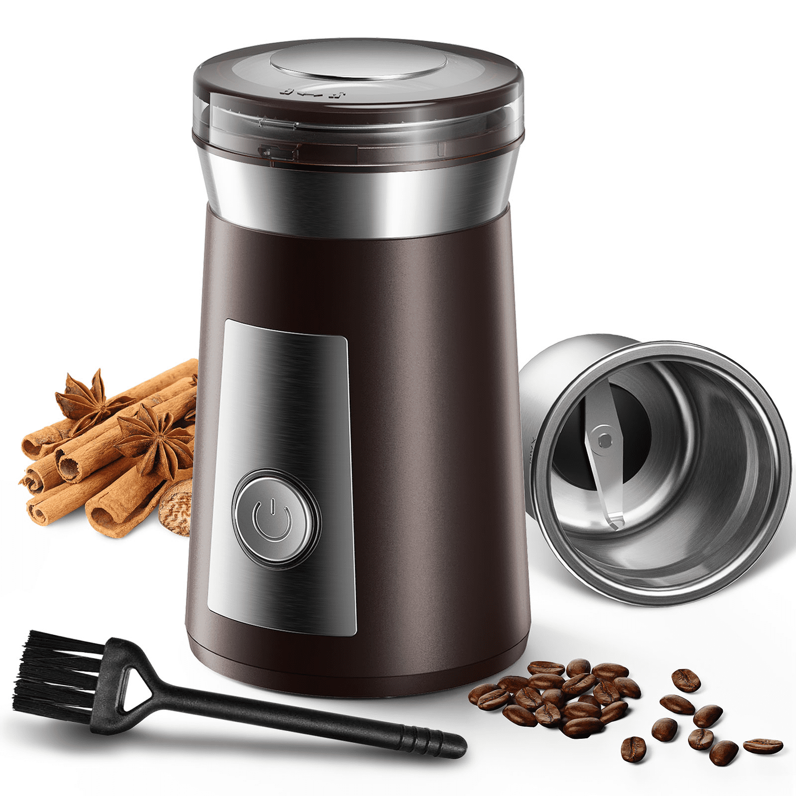 Grain Grinder for Dry or Wet Grinding for Home Kitchen Coffee Beans Coffee Grinder Electric,Multifunctional Spice Grinder,Removable Stainless Steel Bowl