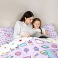 thumbnail image 4 of Manfei Lovely Rainbow Letter J Queen Comforter Set,Rainbow Cloud Comforter Sets Queen,Purple,Polkadot Reversible,3pcs,1 Comforter and 2 Pillowcases, 4 of 7