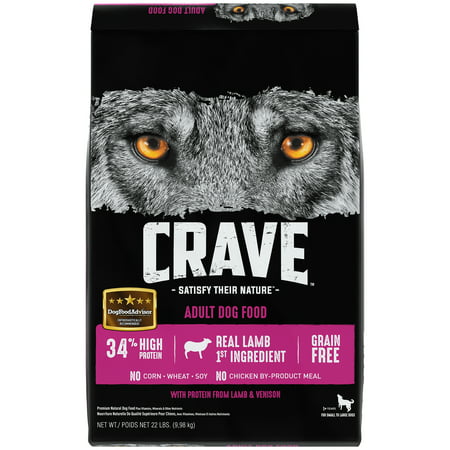 CRAVE Grain Free Adult Dry Dog Food with Protein from Lamb and Venison, 22 lb.