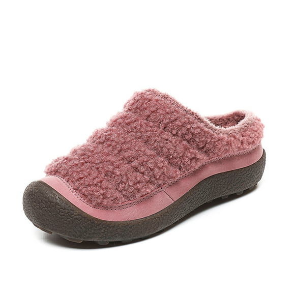 Girls Boys House Slippers Kids Warm Fur Lined Slip On Slippers Winter Comfortable Non-Slip Indoor Outdoor Slippers
