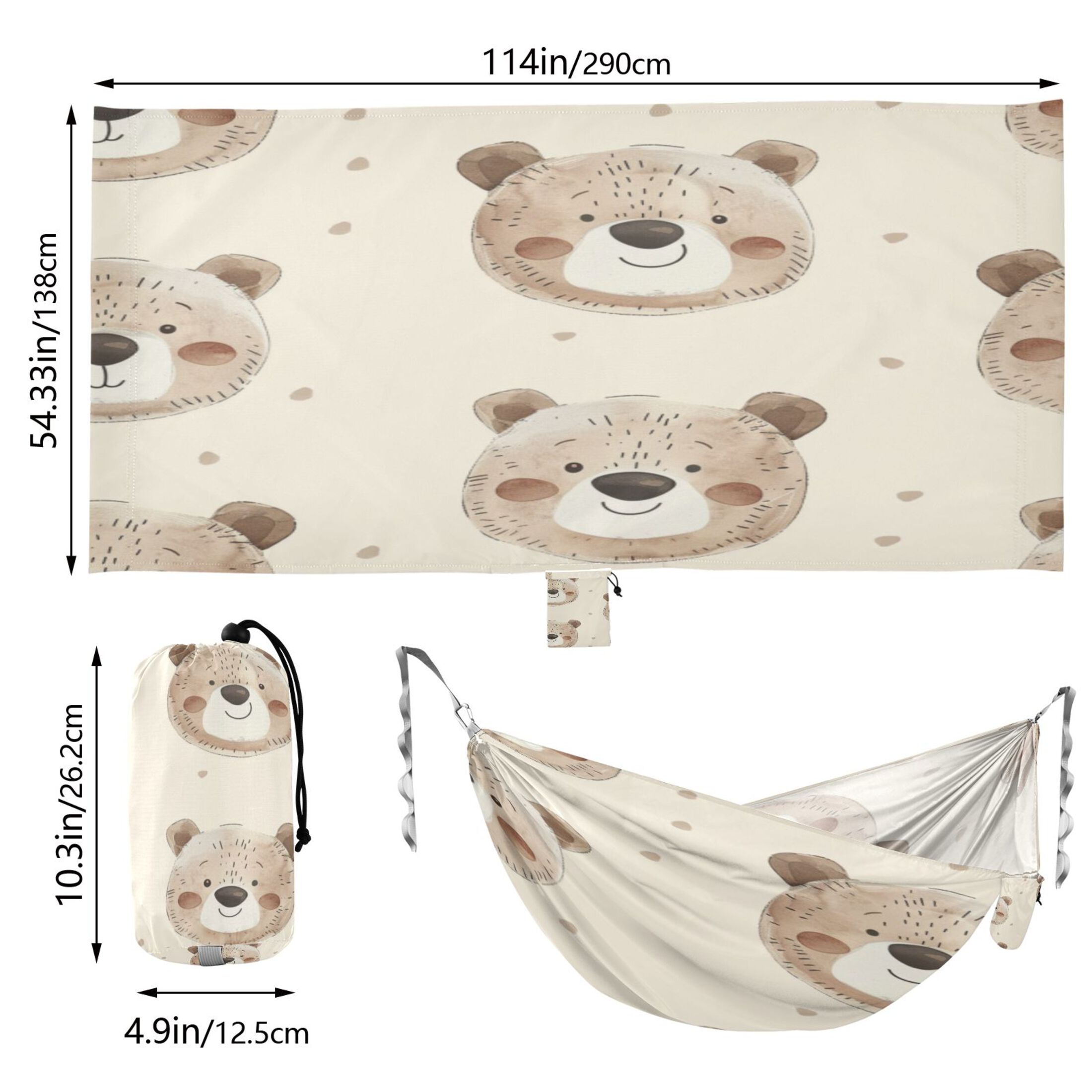 Hammock Camping Hammock Nylon Portable Hammock Travel Camping Hammock Light Brown Bear