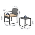 thumbnail image 5 of Asofer 3 Pieces Patio Chairs with Cushions, All-Weather Outdoor Rattan Furniture Sets with Glass Table for Garden, Porch, Bistro, Yard, Gray, 5 of 8