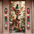 thumbnail image 5 of Decorative Reindeer Christmas Banner Cartoon Design Cute Deer Festive Gifts Holiday Decoration for Winter Party Indoor Celebration Holiday Gathering, 5 of 9