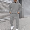 thumbnail image 2 of Caqnni Men Men Tracksuit 2 Piece Gym Solid Color Outfits For Men Sweatsuits Wear Men Kangaroo Pocket Hoodie And Jogging Bottoms S-M-L-XL-XXL-XXXL (Gray,S), 2 of 9