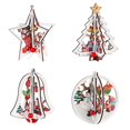 thumbnail image 1 of Black Adornos navideños 3d, colgantes de madera para colgar en el árbol de Navidad, decoración de estrella y campana, 4 Uds., 1 of 5