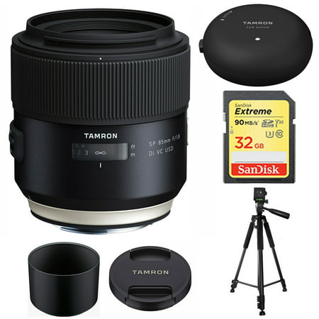 Tamron 85mm F/1.8 Di VC USD F016 For CANON FULL FRAME EF Mount Cameras With Tamron Tap-In Console, Sandisk 32GB Extreme SD Memory UHS-I Card and