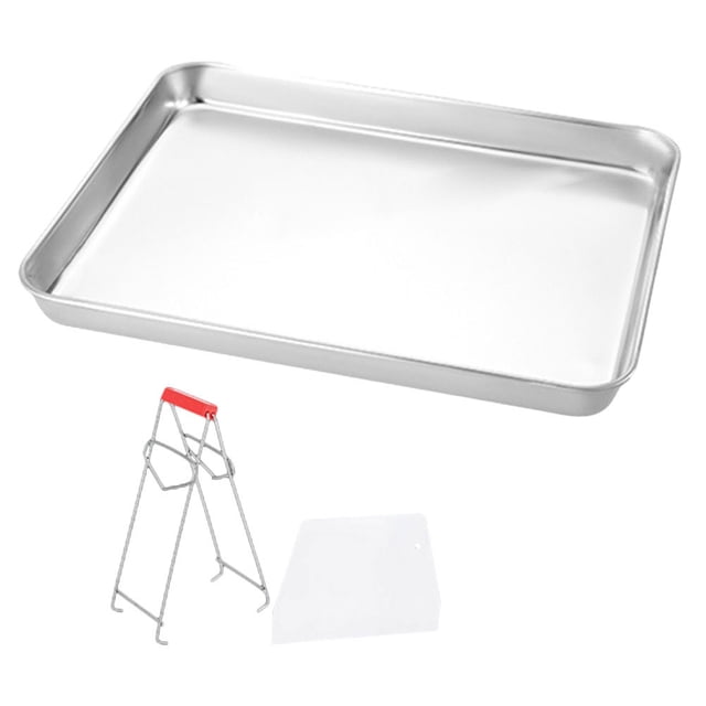 Juego de placa de acero inoxidable, bandeja Rectangular, bandeja para horno, bandeja para cocinar al vapor, 1 Juego
