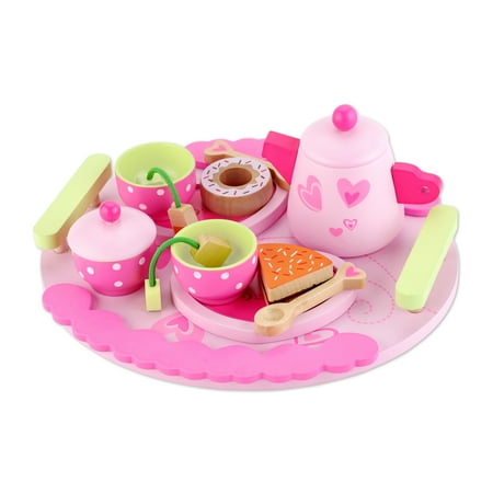Classic World Toys 15 Pieces Afternoon Wood Play Tea Set Multi-Color