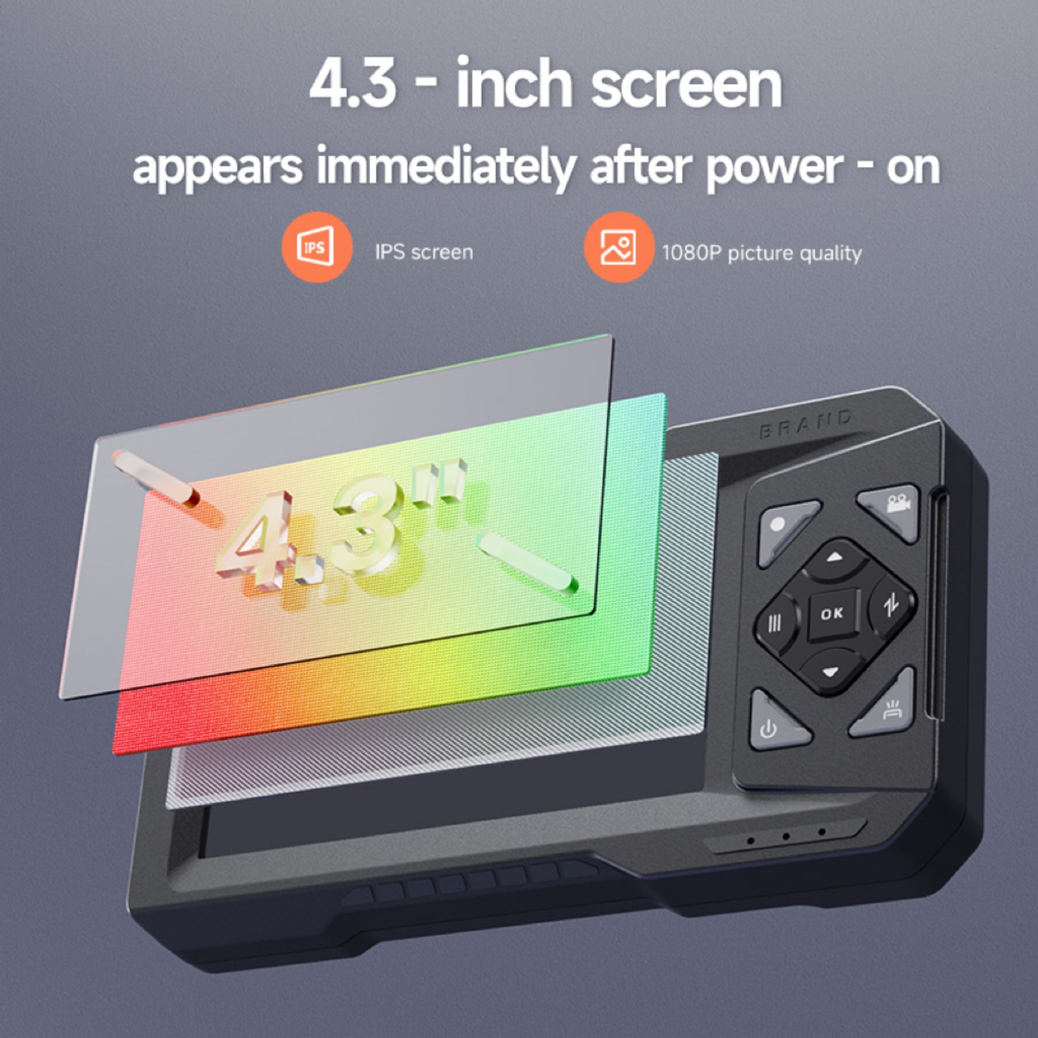 ANGAUSS Borescope Camera 1080P HD 4.3 in IPS Screen 6 LED Lights 16.5 ft Semi-Rigid Cable IP67 Waterproof