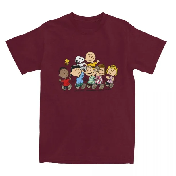 Camiseta de algodón puro con personajes de cómic de Peanuts para hombre y mujer, divertida, con Snoopy, Charlie Brown, Linus y Lucy, ropa