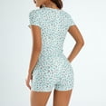 thumbnail image 3 of xiaxaixu Women Romper, Short Sleeve V Neck Floral Print Buttons Spring Summer Short Trousers Jumpsuit, 3 of 10