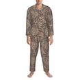 thumbnail image 4 of Mens Pajamas Set - Paisley Pattern No.90127 Comfy Long Sleeve Button Up Pajama Sets for Men 2 Piece, Soft Sleepwear Nightwear Pjs Lounge Sets for Men with Pockets, 4 of 5