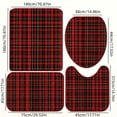 thumbnail image 3 of Christmas Bathroom Decor Set with Waterproof Polyester Shower Curtain, Bath Mat, U-Shaped Toilet Rug, and Seat Cover in Red Plaid, 3 of 8