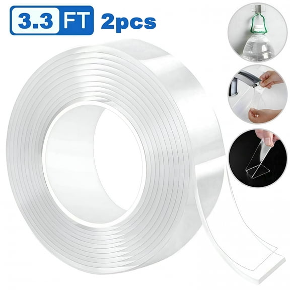 ICERUN Nano Tape Double Sided Tape Reusable Waterproof Adhesive Tape,2Pcs,2mmx1cmx1m