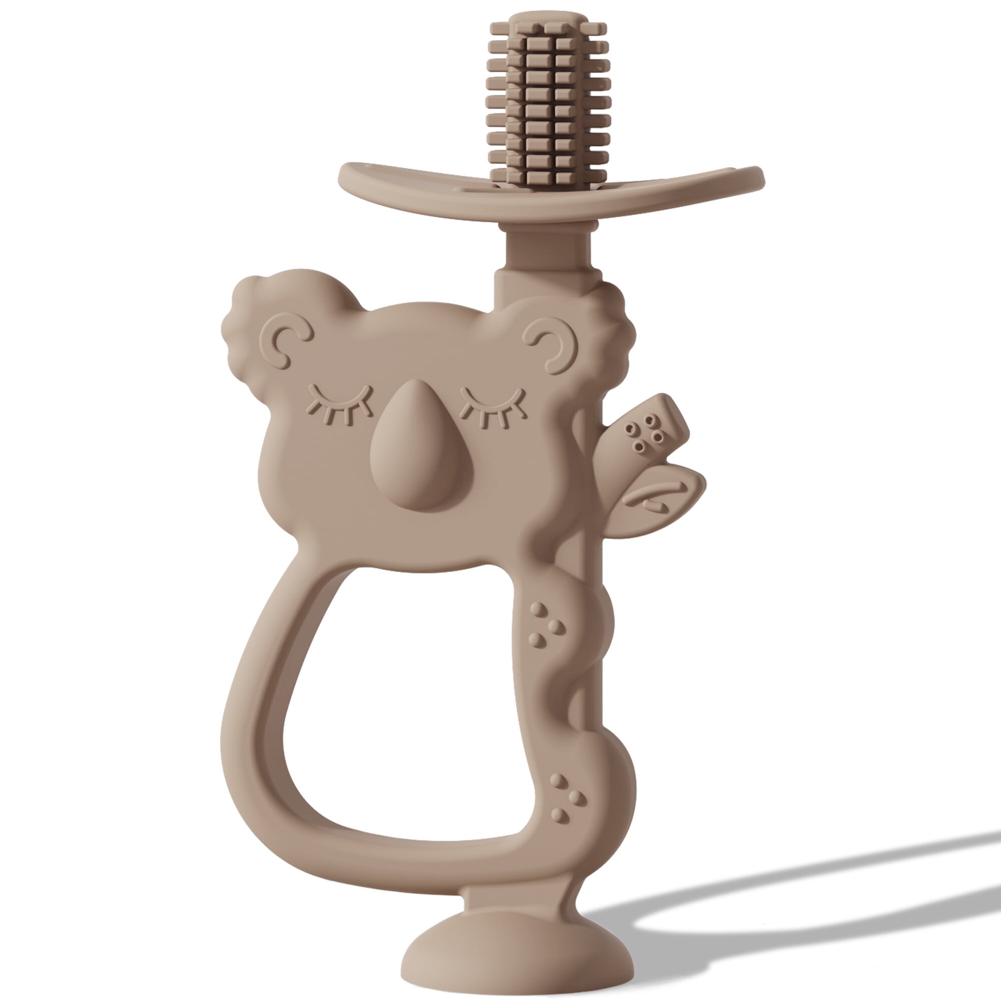 Moonkie 360° Baby Toothbrush with Suction Base, Silicone Teething Toys Teethers for 6 Months+ Baby and Toddler 1pc