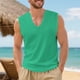 thumbnail image 4 of Camiseta sin mangas con cuello en V para hombre, color liso, informal, con cuello en V, para vacaciones, entrenamiento, camiseta sin mangas, blusa de poliéster para hombre, 4 of 9