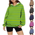 thumbnail image 5 of qucoqpe Women's Colorblock Striped Hooded Sweatshirt Trendy Print Long Sleeve Oversized Pullover Tops with Front Pocket Lounge Wear Sweat Blouse, 5 of 5
