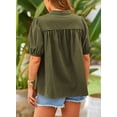 thumbnail image 7 of PRETTYGARDEN Women's Summer Button Down Shirts Short Lantern Sleeve V Neck Cotton Cute Dressy Casual Ladies Tops Blouses, 7 of 7
