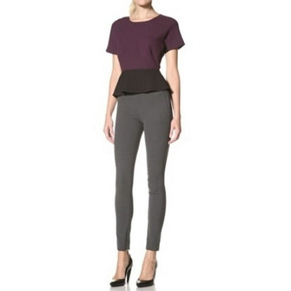 $128 W118 by WALTER BAKER Riz PEPLUM Shirt TOP Purple Black ( L )