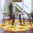 thumbnail image 4 of Golden Chrysanthemum Round Area Rug 5ft, Farmhouse Bees Floral Burlap Washable Non-Slip Circle Rugs for Bedroom Living Room Kitchen, Soft Low Pile Carpet for Dining Room Playroom Nursery, 4 of 9