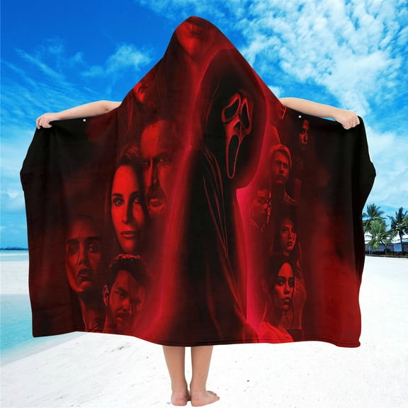 Scream Movie Hooded Kids Beach Towels Toddler Microfiber Bath Wrap Hat Absorbent Pool Swim Cover-ups Poncho