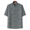thumbnail image 1 of pstuiky Camisas de manga corta para hombre, Camisa informal de manga corta, cuello alto, lisa y cómoda para hombre ropa de hombre l, 1 of 7