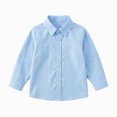thumbnail image 5 of 2-3T Toddler Boys Shirts Solid Color Button Up Shirts Formal Dress Shirts Classic Oxford Long Sleeve Stylish Classic 2-16T Toddler to Youth Spring Fall Tops, 5 of 5