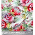 thumbnail image 1 of Soimoi Poly Georgette Fabric Leaves & Rose Flower Print Fabric by The Yard 42 Inch Wide, 1 of 1