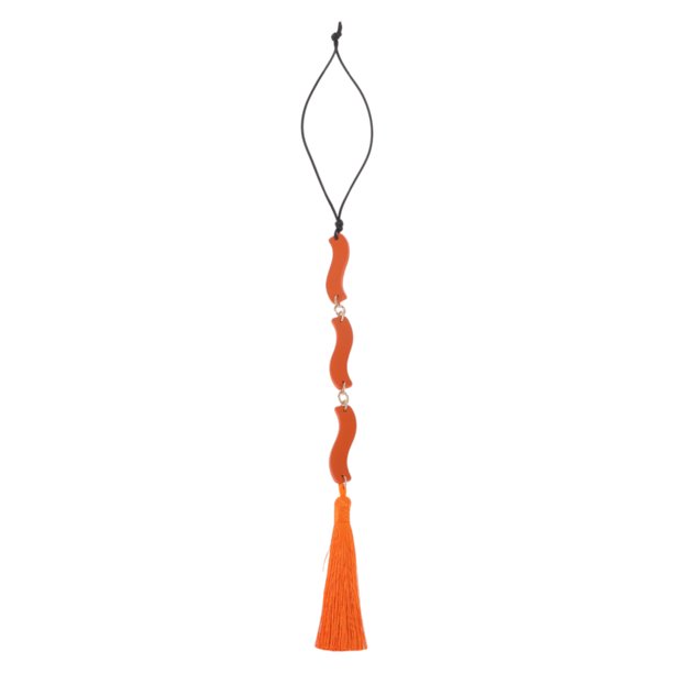 Accesorios de colgante para espejo retrovisor del coche en forma de S de cuero sintético de Unique Bargains 1 Pc color naranja