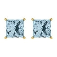 thumbnail image 3 of Clara Pucci 3Ct Natural Sky Blue Topaz Princess Cut VVS1 Push Back Stud 14k Solid hypoallergenic Gold Designer Earrings For December, 3 of 7