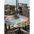 thumbnail image 2 of Outdoor Tablecloth with Umbrella Hole for Patio/Picnic/Party/Camping, Orange Green Blue Palm Leaves Waterproof Table Cloth Round Cover Washable, Summer Botanical Tropical Leaf (Dia 60"), 2 of 9