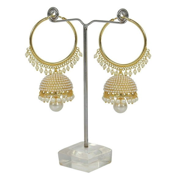 Crunchy Fashion Traditional Indian Jewelry /Jewellery Polki Hoop Jhumka/ Jhumki Earrings for Women/Jewellery for Women