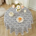 thumbnail image 7 of Ksopiavobs Round Floral Tablecloth with Lace Border 48 Inch, Vintage Linen Fabric Washable Table Cloth, Blue Damask Pattern Table Cover for Patio Table, Picnic, Dining Room(Blue, Round 48" Dia), 7 of 7