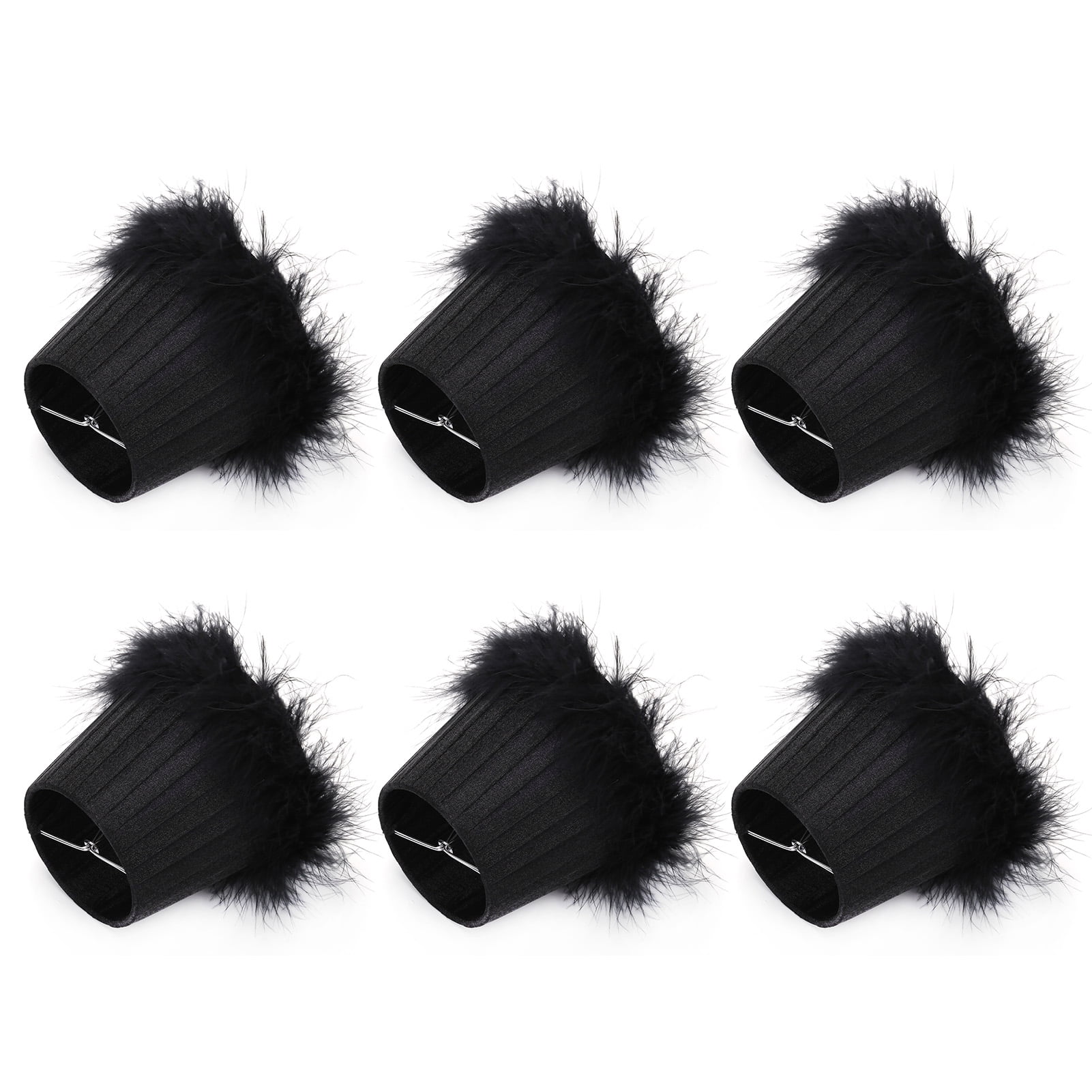 NFTIGB 6Pcs Cloth Pendant Lamp Shade with Feather Edge Purple Chandelier Lampshades Light Accessories (3.3 in / 8.5 cm to 4.7 in / 12 cm)