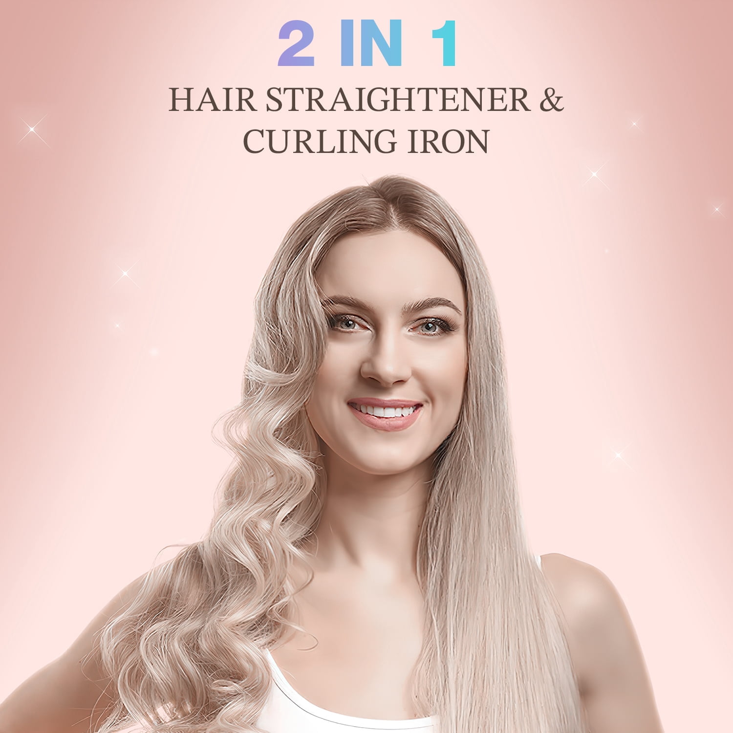 Flat Iron, Jungle Wave 2 in 1 Hair Straightener and Curling Iron, Ionic Ceramic Airflow Styler with 360° Cool Air, 1 inch, Pink
