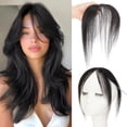 thumbnail image 1 of Yanonmyfd  Dark Brown Bangs Hair Clip,Middle Part Clip in Bangs Human Hair Natural Curtain Fringe with Temples Hairpieces for Women Clip on Bangs Daily Wear, 1 of 15