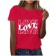 thumbnail image 5 of Pantalones Cortos para las Mujeres Sexy Impreso Suéter Superior, Día de San Valentín Casual Cuello Redondo Blusa Tee, 5 of 5