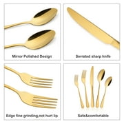 ENLOY 20 Piece Silverware Set Stainless Steel Flatware Cutlery Set Knife Fork Spoon Service for 4 Gold