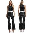 thumbnail image 6 of iiniim Women 70s 80s Disco Dance Metallic Shiny Sleeveless Jumpsuit for Halloween Party Black M, 6 of 7