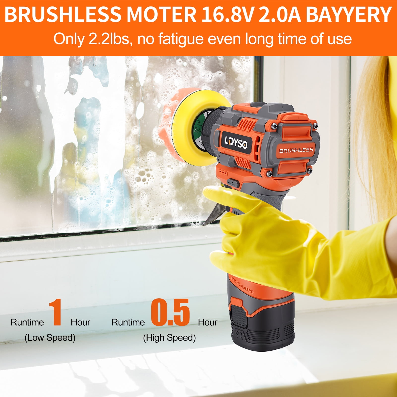 Cordless Buffer Polisher, 16.8V Auto Detailing Drill Brushes Set with 2000mAh Battery & Charger, 15pcs Drill Kit, Variable Speed for Car Washing/Detailing/Buffing/Sanding/Waxing