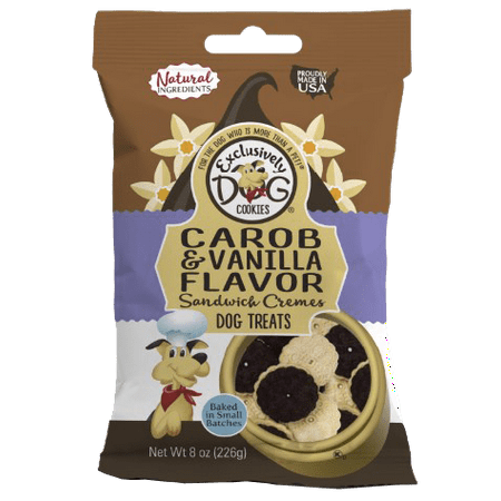 Exclusively Dog Cookies Carob and Vanilla Flavor Sandwich Cremes Dog Treats, 8
